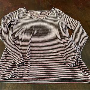 Hollister long sleeved red and navy blue  striped t-shirt L